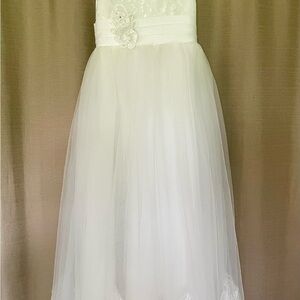 White Strapless A-line Gown